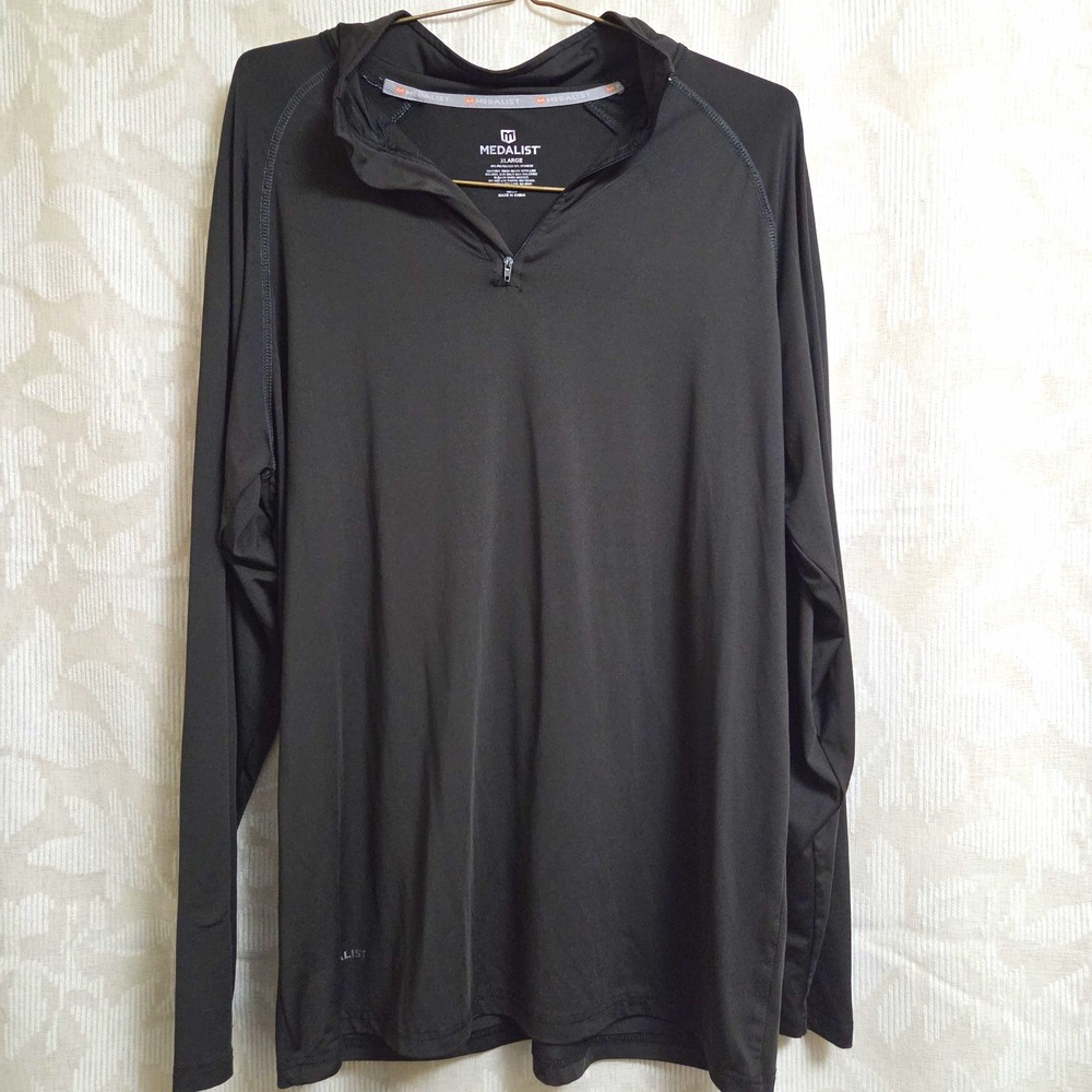 Medalist Men's XL Black Long Sleeve 1/4 Zip Mock Neck Pullover Athletic Sport